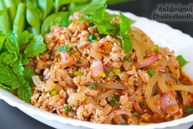 教做泰国菜凉拌辣碎猪肉好做又好吃