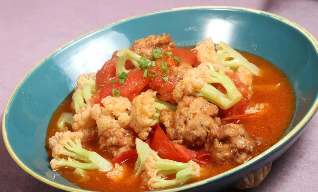 西红柿有机花菜小肉圆