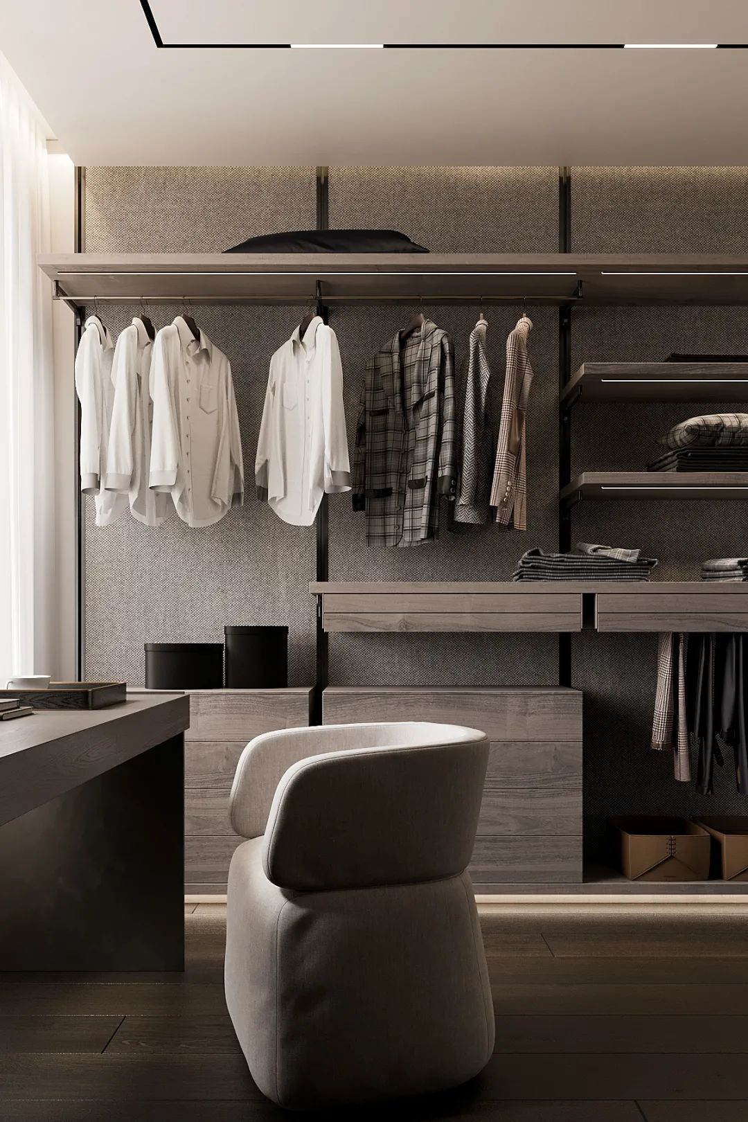 龙湖景粼天序参考设计:胡桃木 灰色,满满的高级质感!