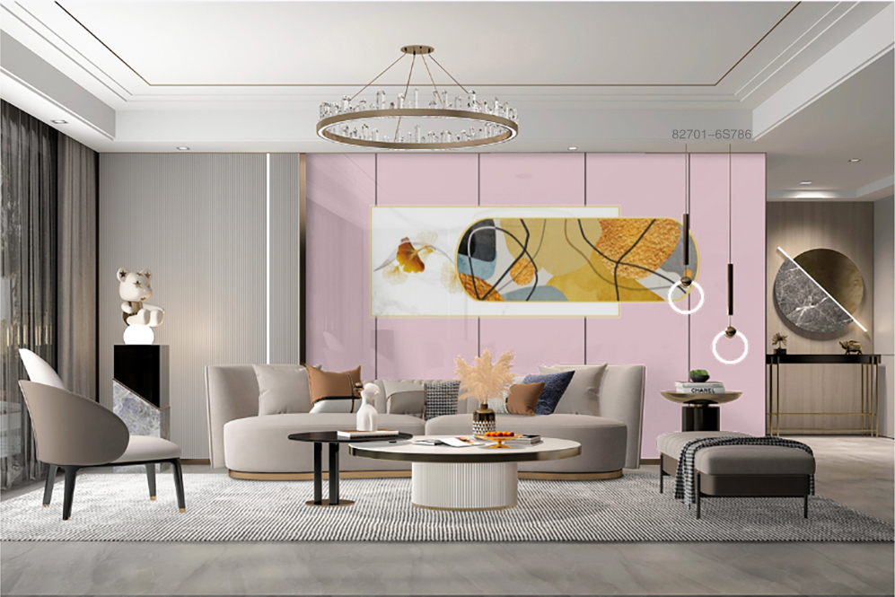 如何设计客厅背景墙?二十多款莫兰迪整体加装饰画空间图