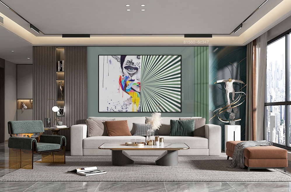 如何设计客厅背景墙?二十多款莫兰迪整体加装饰画空间图