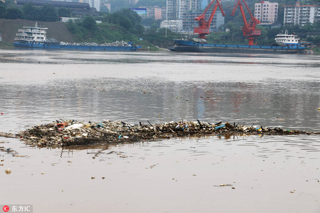 长江重庆段现万平米垃圾漂浮带