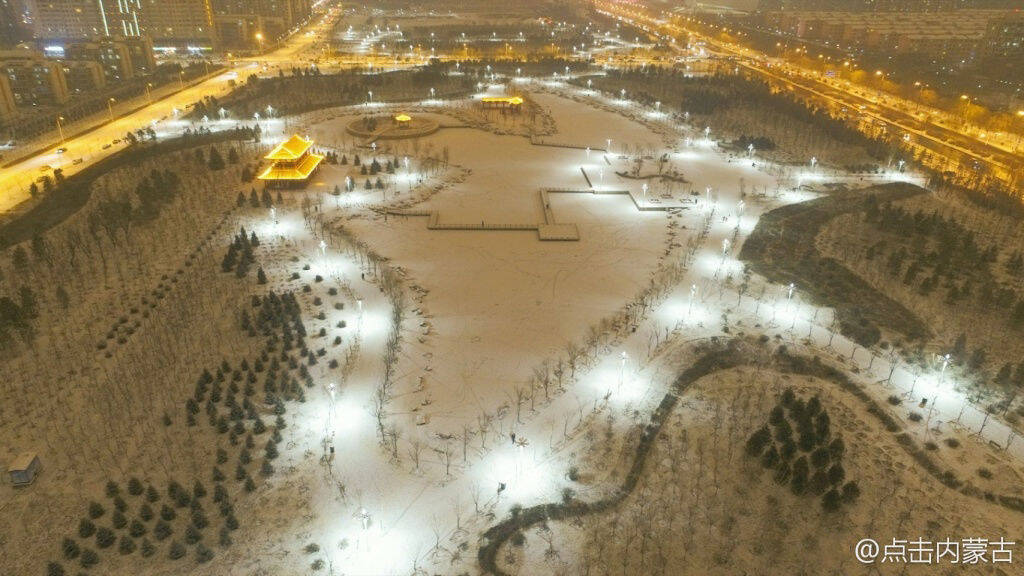 航拍內蒙古呼和浩特初雪