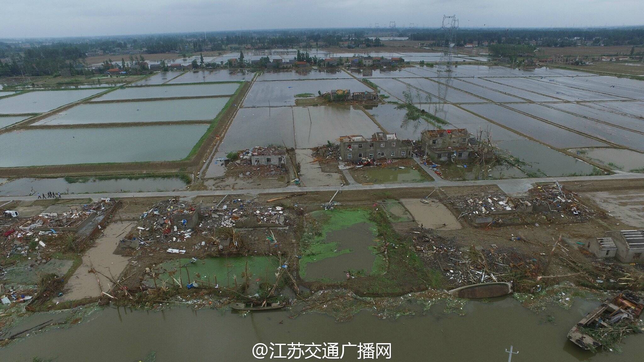 航拍江蘇龍捲風災區現場