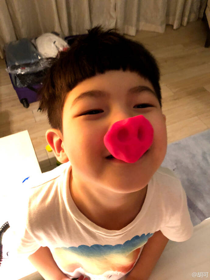 精致的猪猪男孩?安吉自制猪鼻子呆萌可爱