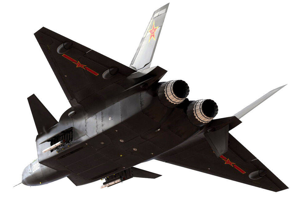 据称,这些图片中一架所谓编号2036的歼20战机被涂装称f-22一样的低