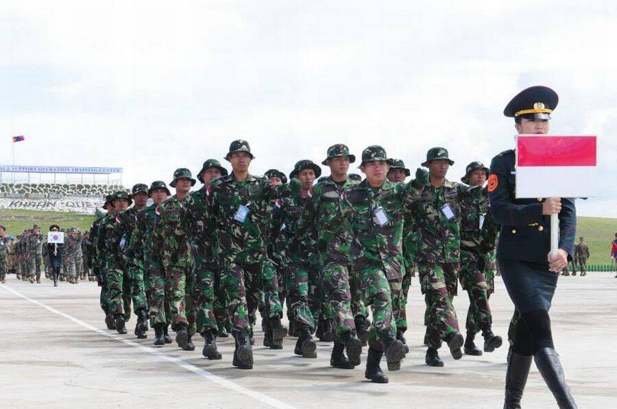 中美日等多国部队在蒙古国联合军演 蒙古舞开场