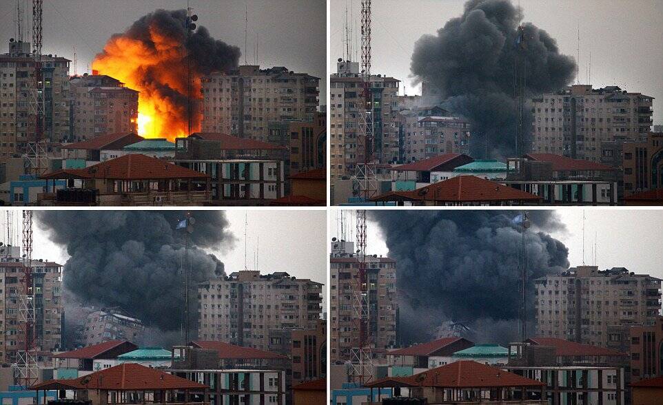 加沙民宅遭以军轰炸前后