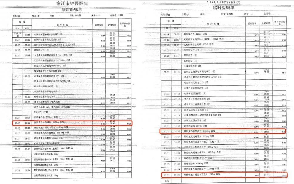 ▲龚女士的临时医嘱单中，存在多次不符合规范的用药记录。 图片来源/受访者供图