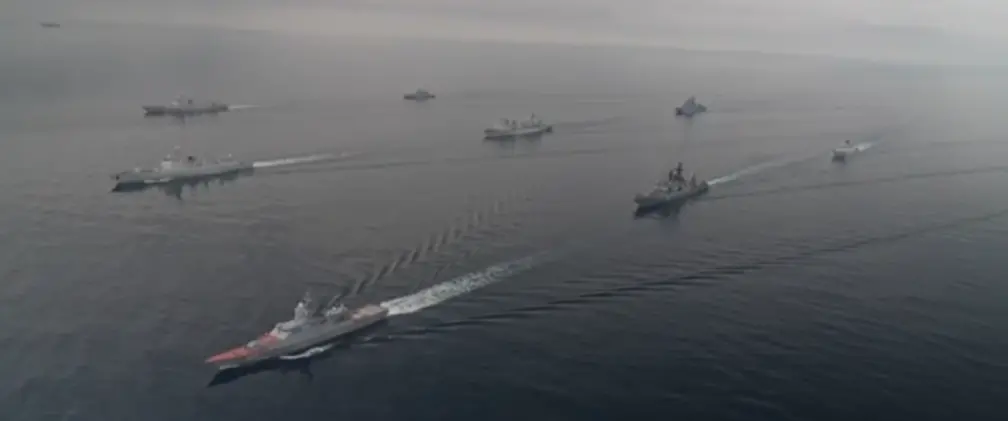 俄中海军舰艇在太平洋进行第三次海上联合巡航 图源：俄罗斯卫星通讯社（下同）