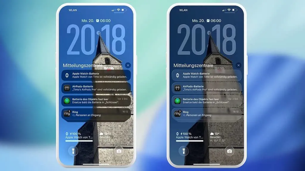 'Clear' or 'Tinted' Liquid Glass lock screen