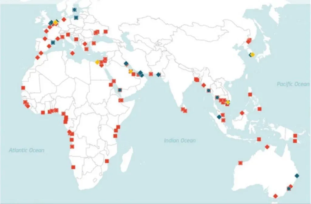 ▎中國在海外投資的港口分佈。訊息來源:IADN NEWS
