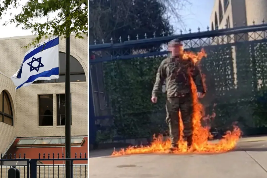美国空军现役军人布什内尔25日在以色列驻华盛顿大使馆外自焚(图源：纽约时报）