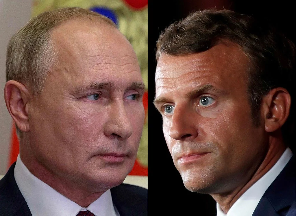 俄罗斯总统普京（左）和法国总统马克龙（右）资料图 图源：视觉中国
