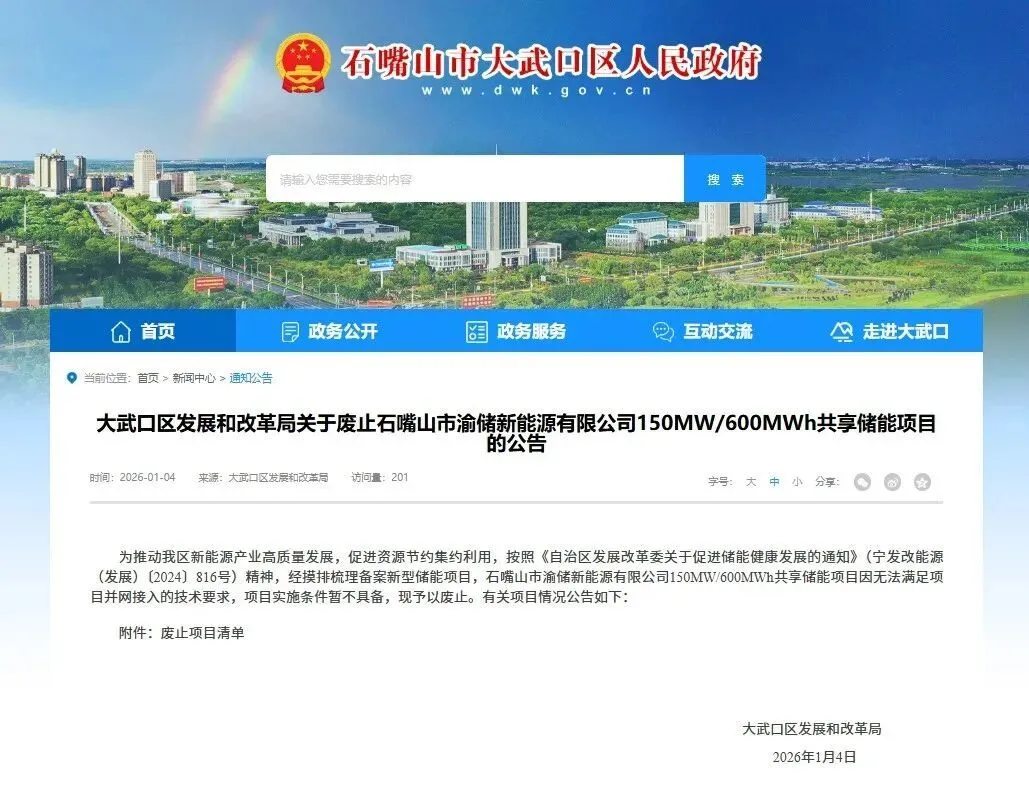 宁夏石嘴山市的项目废止公告