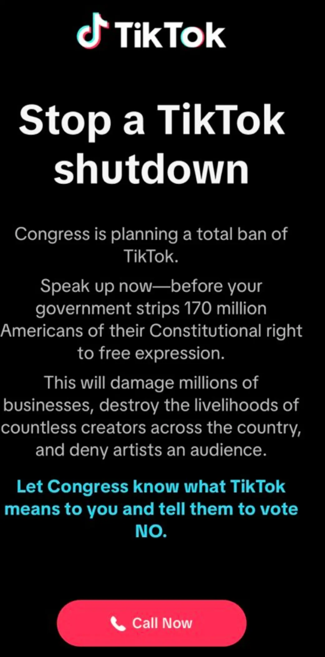 TikTok呼吁用户反对新法案