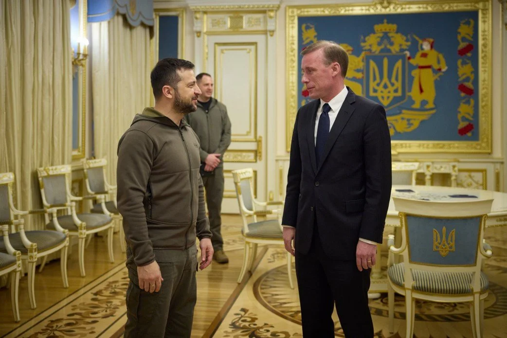 11月4日，乌克兰总统泽连斯基在基辅会见美国家安全事务助理沙利文 图自乌克兰总统府网站