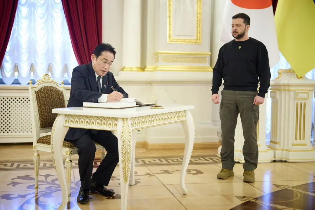 3月21日，岸田文雄访问基辅，会见乌克兰总统泽连斯基。（图：乌克兰总统办公室）