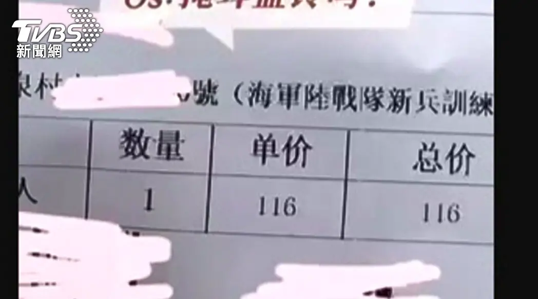 这份订单备注有“海军陆战队新兵训练”等字样。图自台湾TVBS新闻网