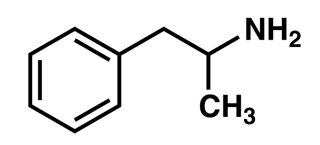 α-甲基苯乙胺化学式（图源：Wikipedia）