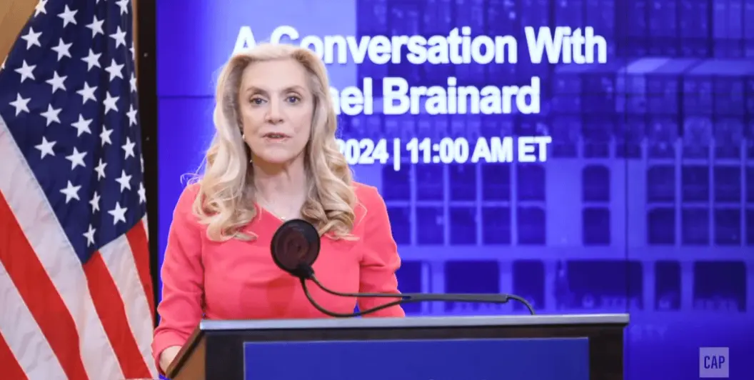 ◆布雷纳德在智库“美国进步中心”（Center for American Progress）发表讲话。