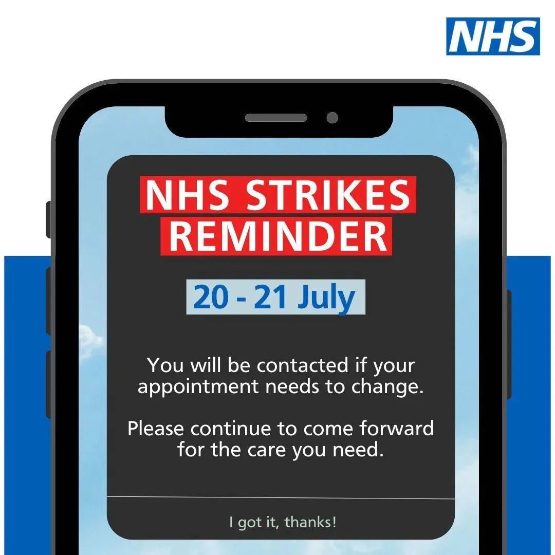 NHS罢工提醒