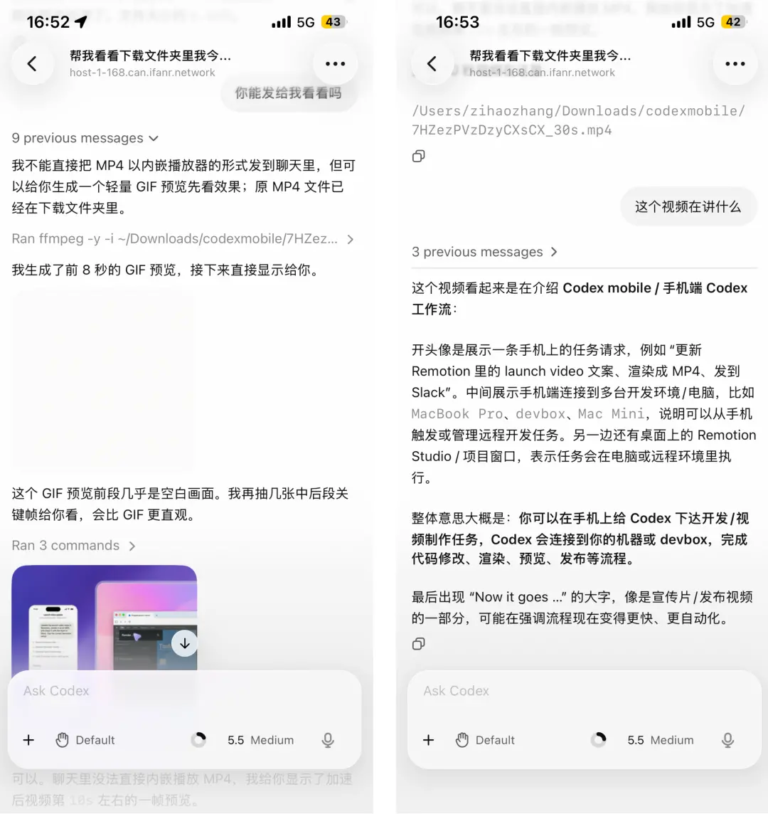 手机上也能让 Codex 使用 FFmpeg 库来处理多媒体文件
