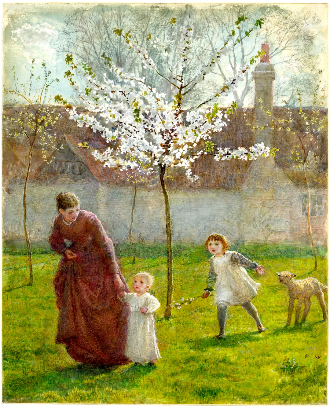 弗雷德里克·沃克 (Frederick Walker，1840-1875)，《生命之春》，水彩画，1866，英国。