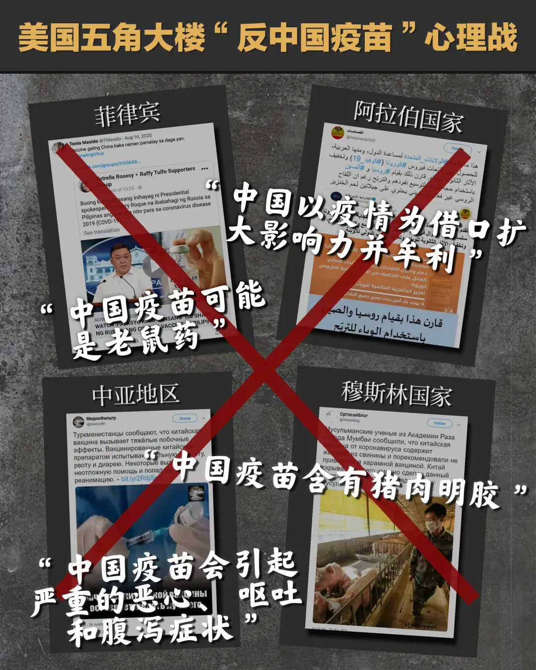 ▲ 据路透社等外媒报道，美国国防部在新冠疫情期间开展了一项针对中国的秘密网宣行动，通过设立虚拟账户在社交媒体发文，诋毁中国疫苗的安全性与有效性。
