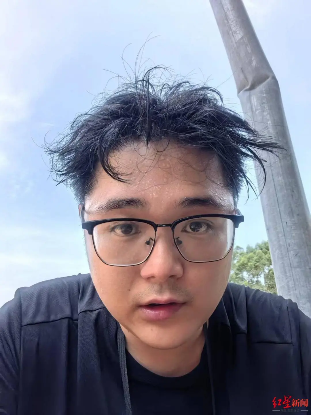 ▲党鑫蕊到达当地时拍的照片