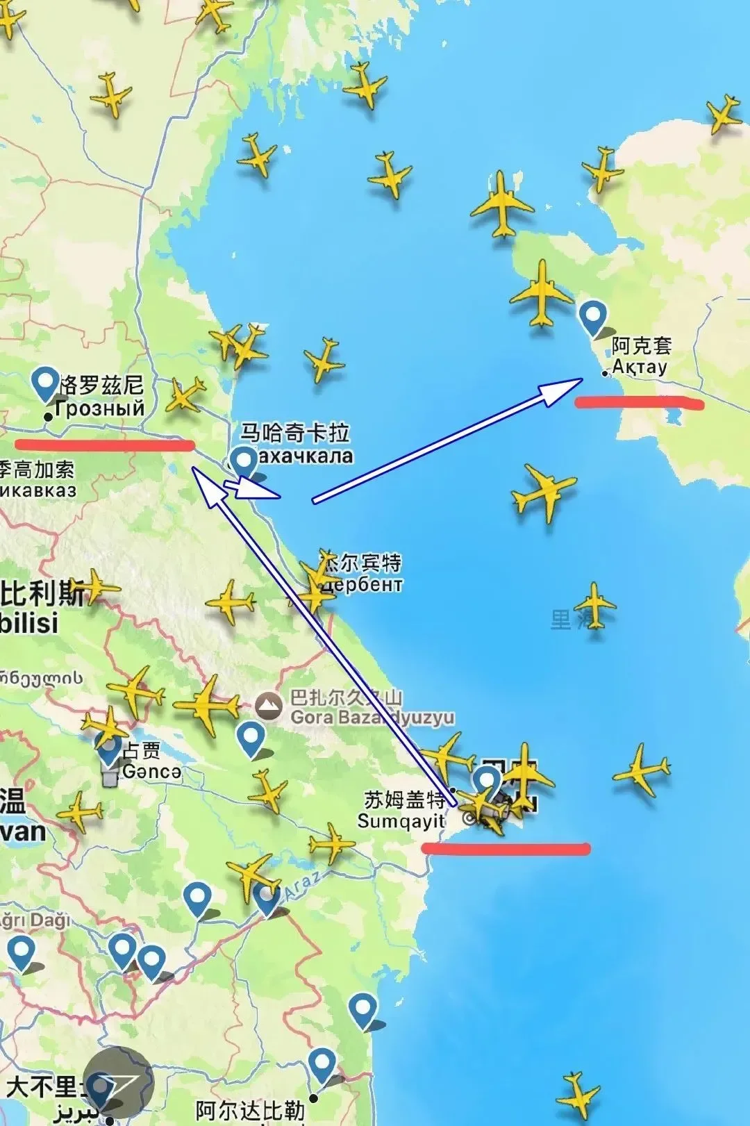 飞行员驾驶着这架受损的飞机从里海上空飞越了300多公里。