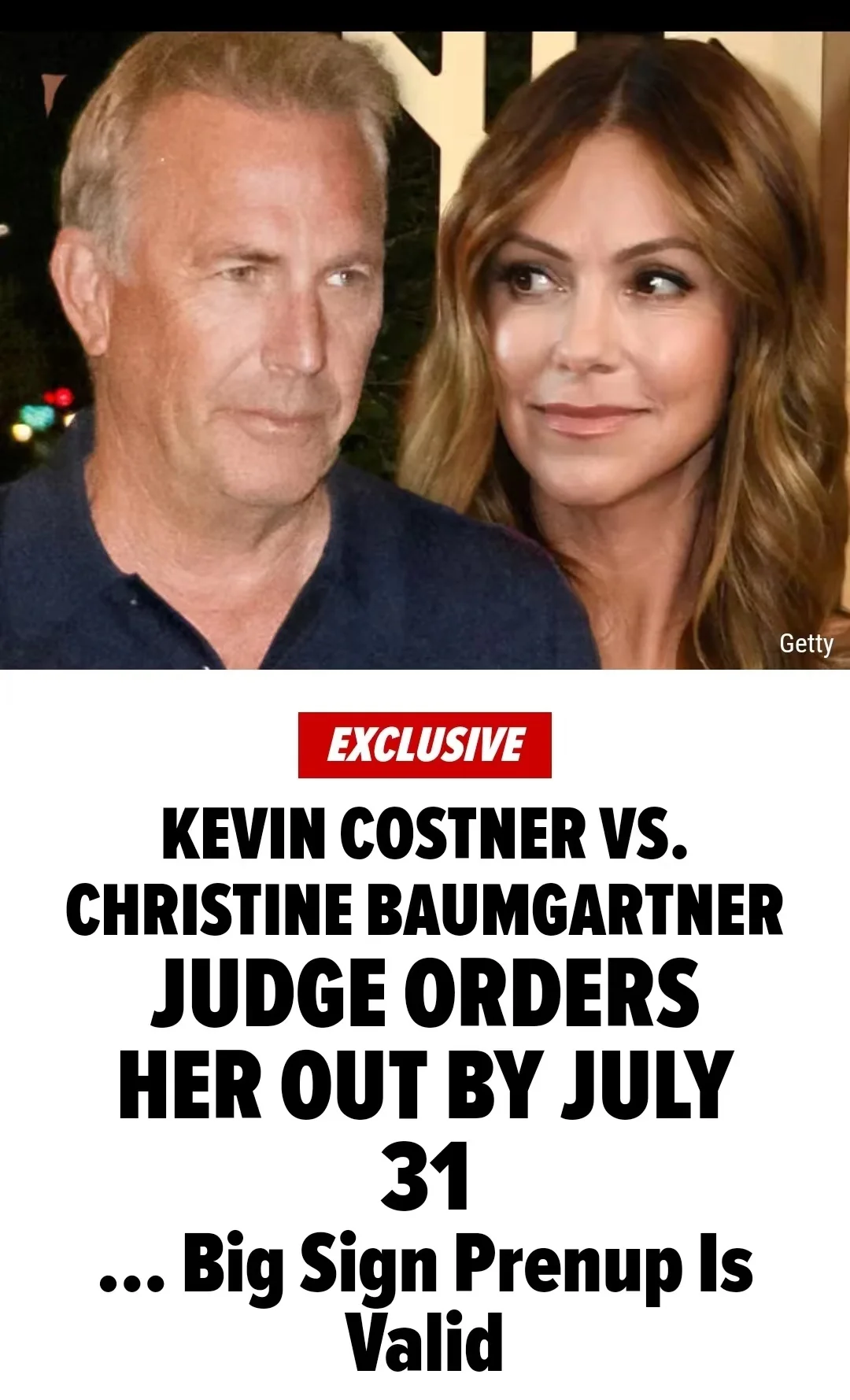 凯文·科斯特纳二婚离婚 因婚前协议巨额财富将与妻子无关