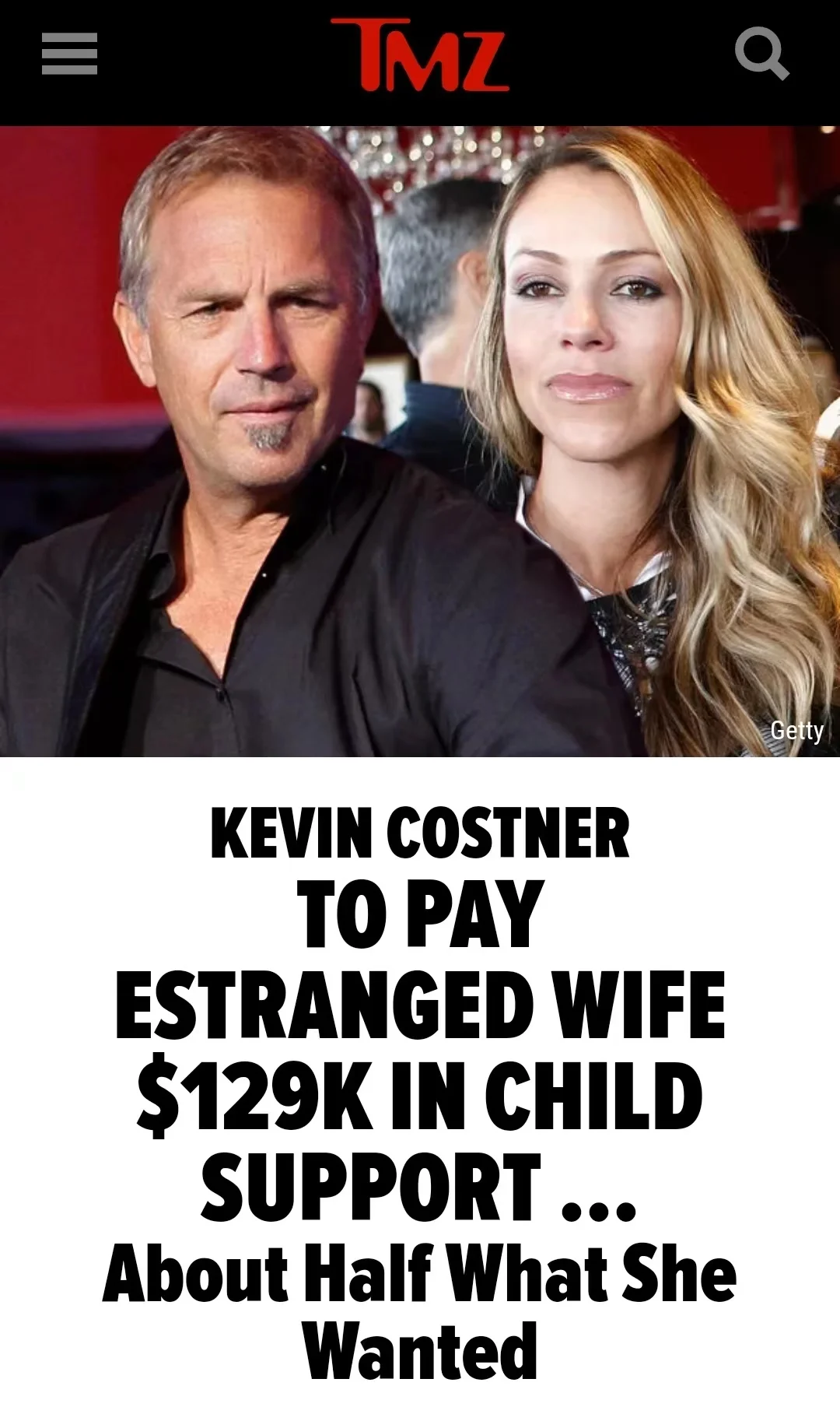 凯文·科斯特纳二婚离婚 因婚前协议巨额财富将与妻子无关