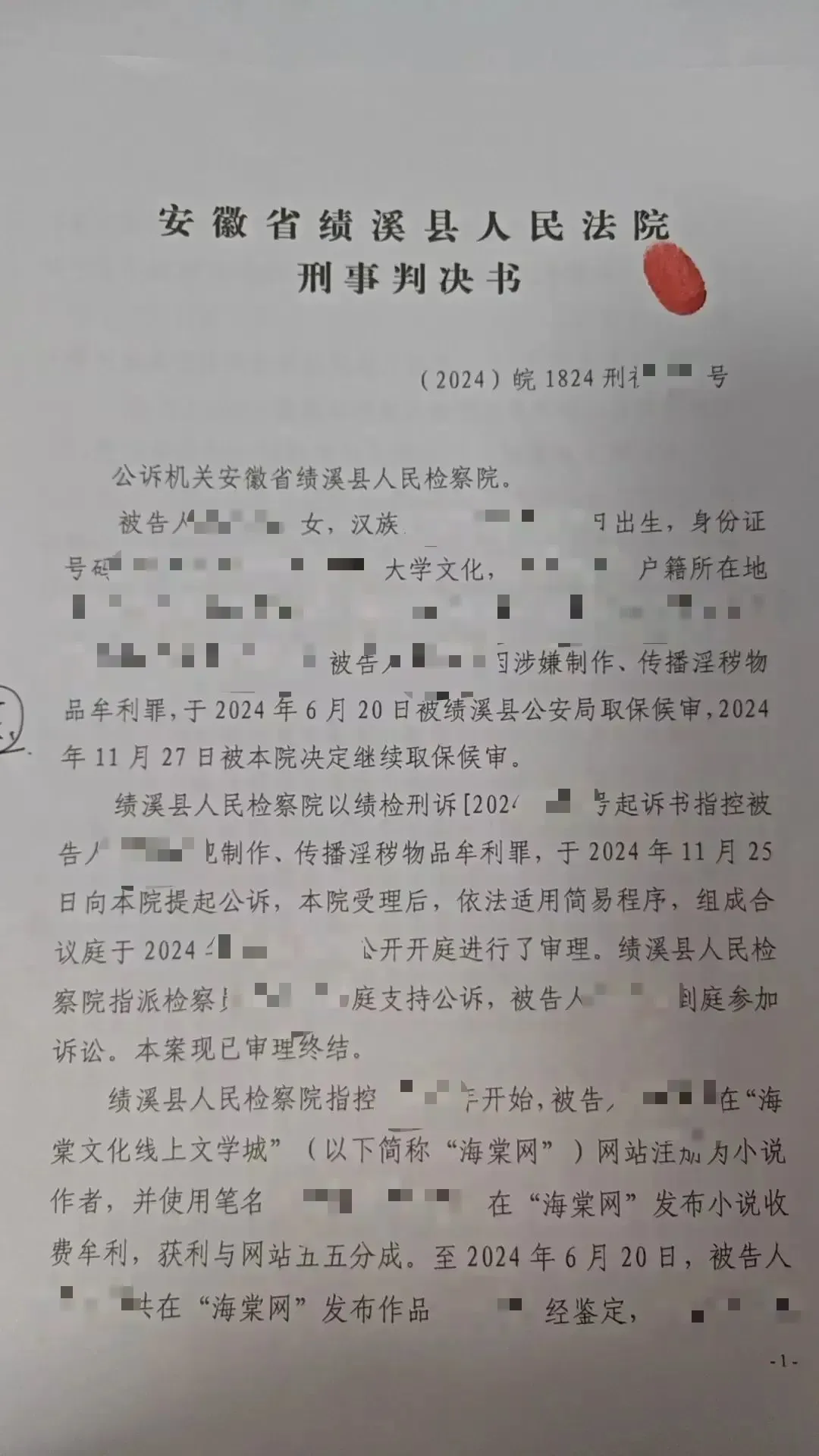 ●判決書 講述者供圖