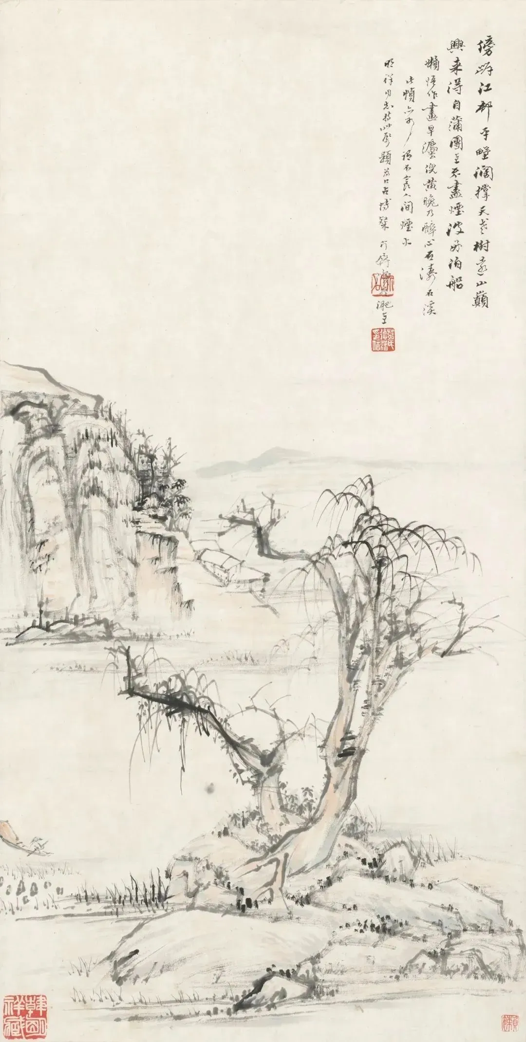 懒悟柳岸归棹轴 懒悟·贺泽海艺术馆藏（图片来源：懒悟艺术研究中心）