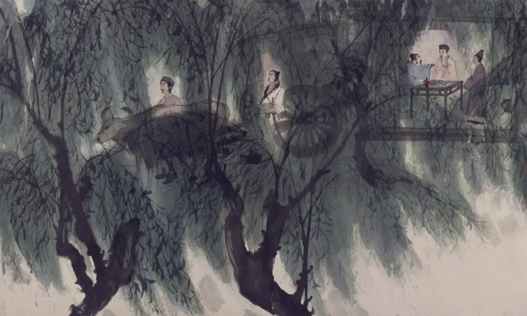 傅抱石《王维渭城曲诗意图》