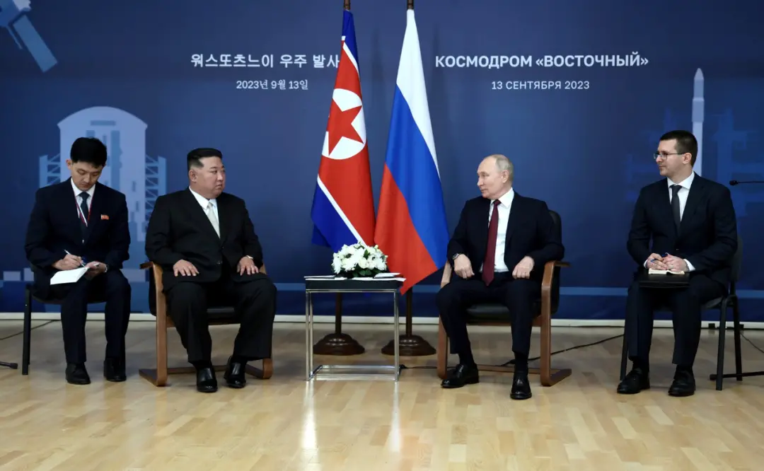 9月13日，俄罗斯总统普京和朝鲜最高领导人金正恩举行会晤（图：克里姆林宫）