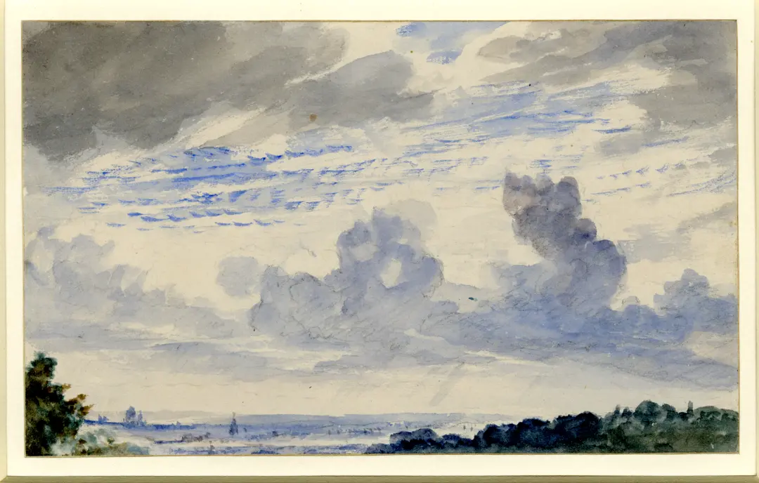 约翰·康斯特勃（John Constable, 1776-1837），《从汉普斯特荒野远望伦敦》，水彩画，1830-1833，伦敦，英国。