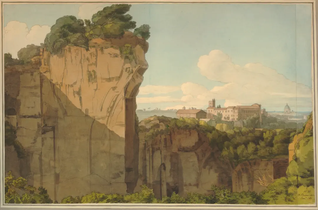 弗朗西斯·唐恩 (Francis Towne，1739-1816)，《卡拉卡拉浴场（罗马）》，1781，水彩画，英国。