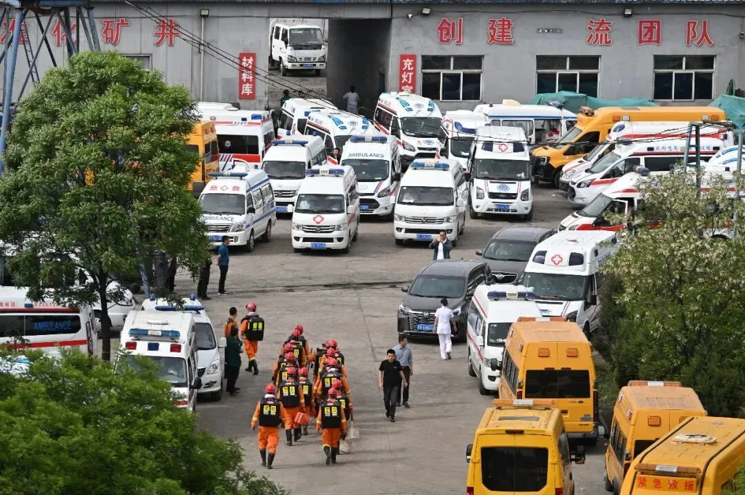2026年5月23日,留神峪煤矿瓦斯爆炸事故救援现场。