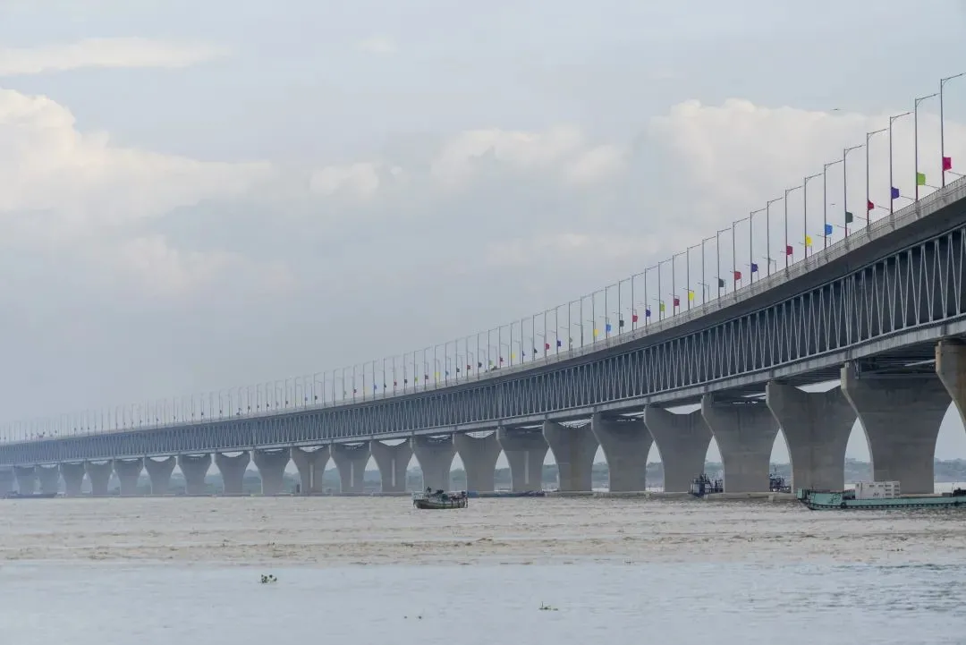 ● 2022年6月25日，帕德玛大桥通车。图片来源：中铁大桥局