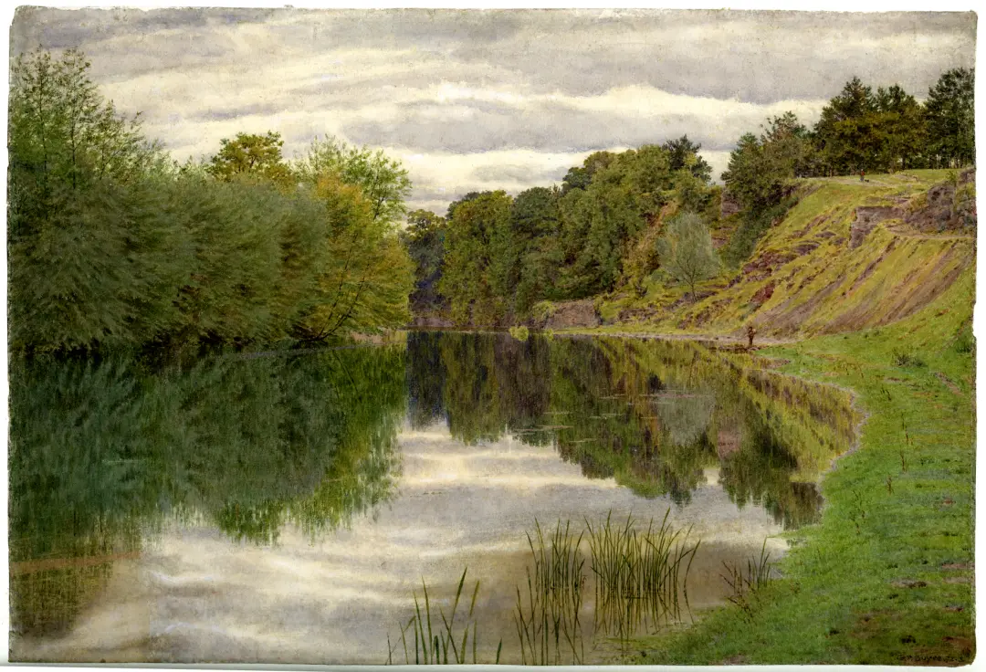 乔治·普赖斯·博伊斯 (George Price Boyce，1826-1897)，《拉德洛的蒂姆河》，水彩画，1872-1873，英国。