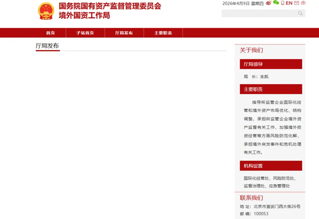 国务院国资委官网截图