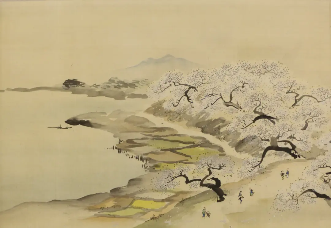 喜多武清（1776-1856），《春天的岸边》，绢本设色，日本。