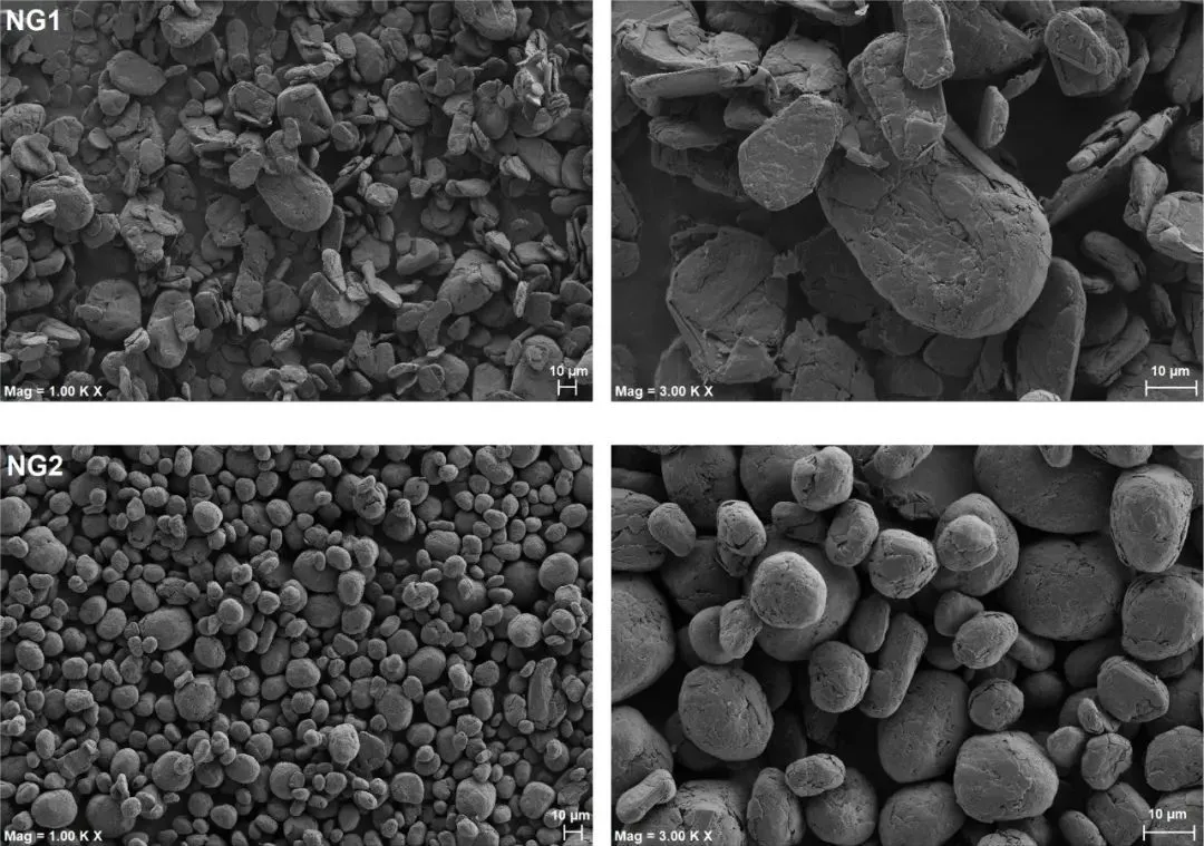 电子显微镜下的球化石墨。球化石墨是制造锂电池负极的重要材料。