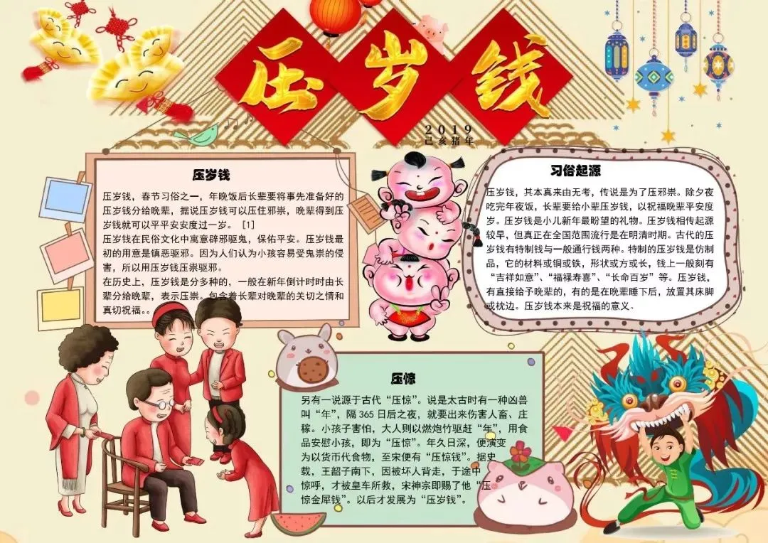 春节手抄报合集，假期陪孩子动动手吧（春节手抄报超漂亮一等奖）