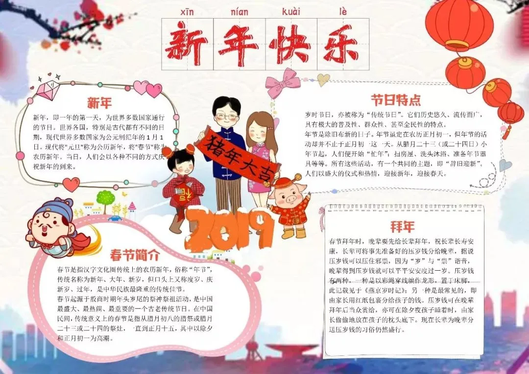 春节手抄报合集，假期陪孩子动动手吧（春节手抄报超漂亮一等奖）