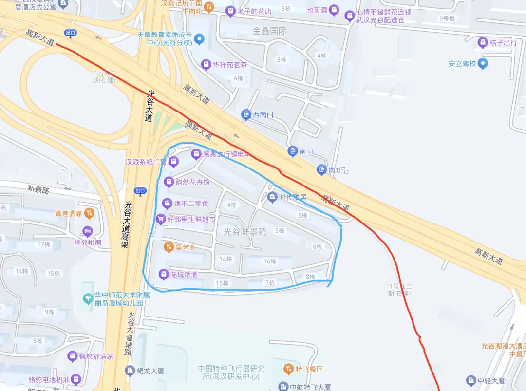 目前11号地铁线路图（地图软件截图）