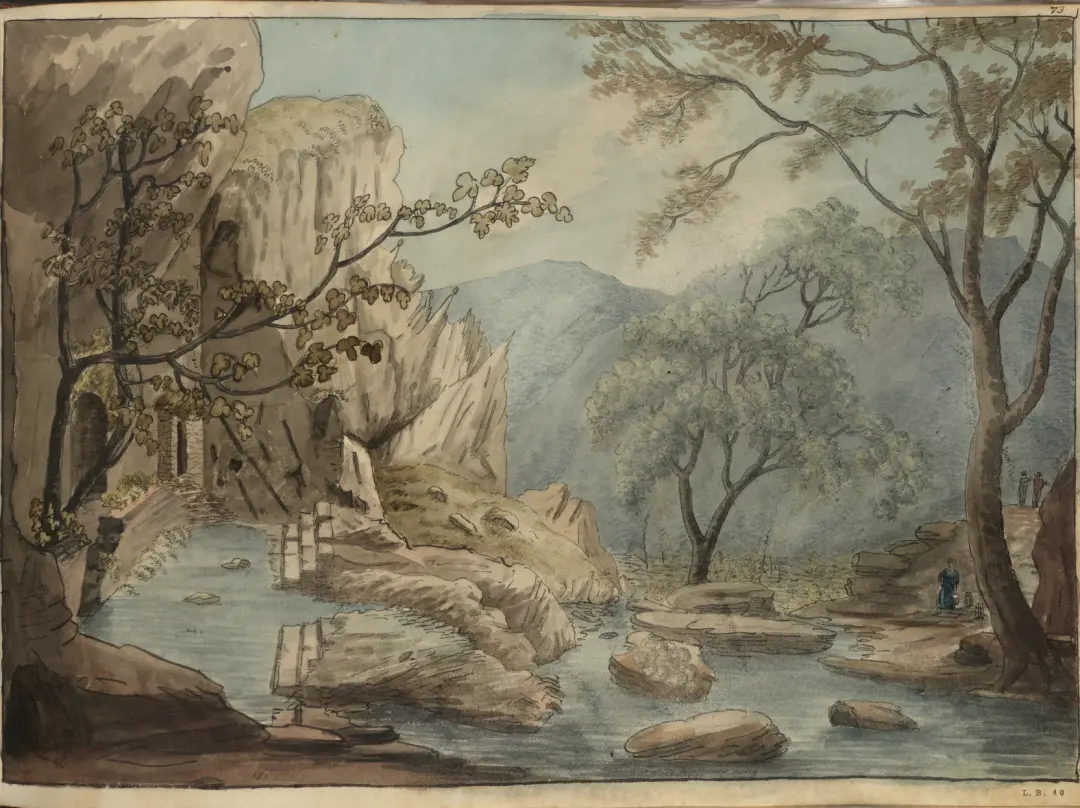 威廉·盖尔 (William Gell，1777-1836)，《希腊卡斯塔利亚泉》，水彩画，1801，英国。