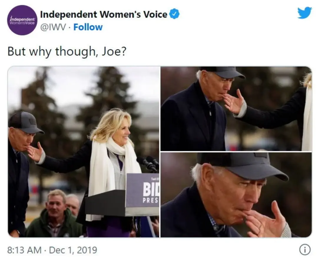 拜登，这是在干啥呢？“独立女性之声”社交媒体2019年12月截屏